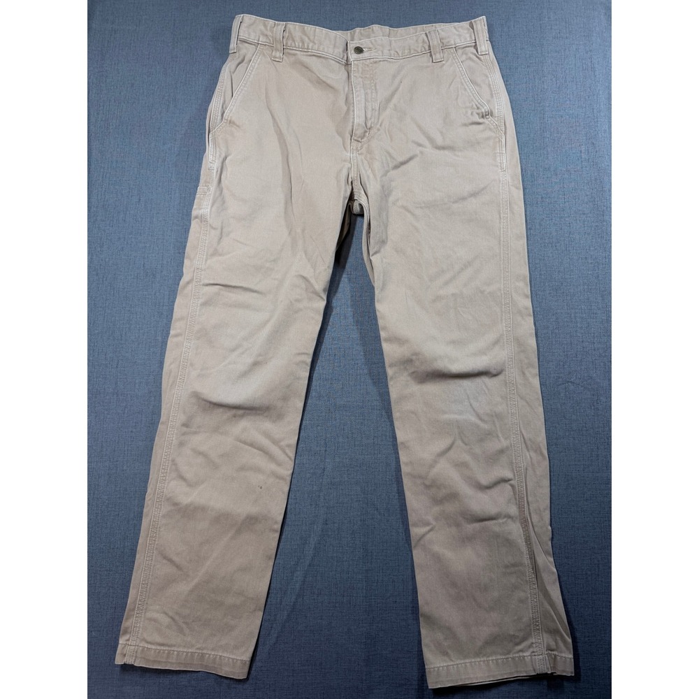 Carhartt 100095-253 Relaxed Fit Tan Khaki Work Pants Mens 36x32 Cotton Canvas